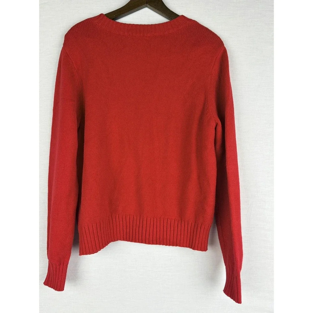 LOFT Womens Red Merry Graphic Knit Crewneck‎ Sweater Holiday Christmas Large